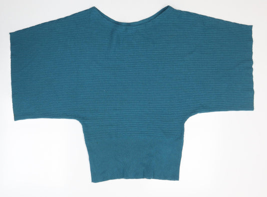 George Womens Blue Round Neck Acrylic Tunic Jumper Size 10