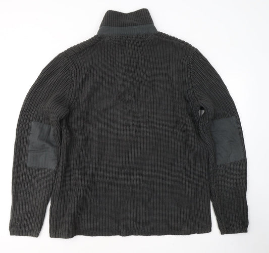 Marks and Spencer Mens Black High Neck Cotton Pullover Jumper Size M
