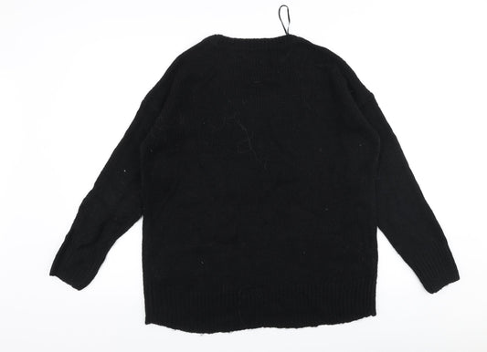 New Look Womens Black Round Neck Acrylic Pullover Jumper Size M