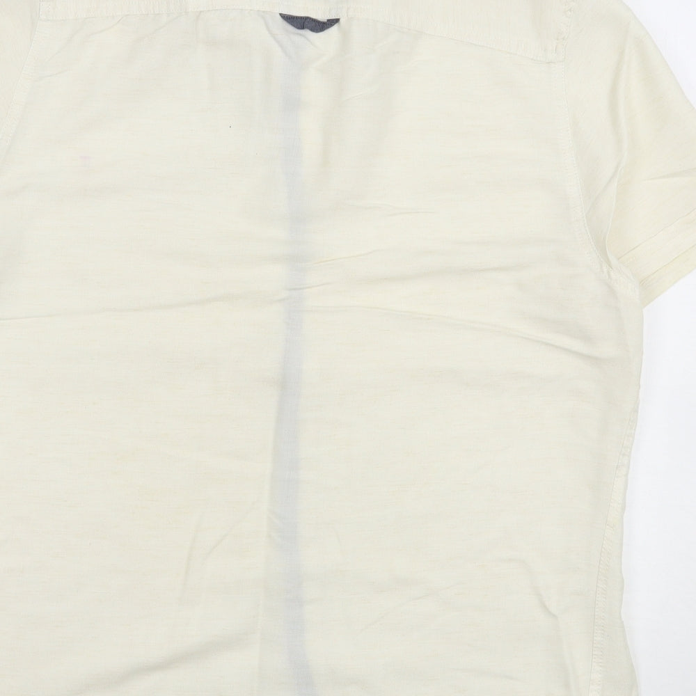 Morley Womens Beige Polyester Basic Button-Up Size L Collared