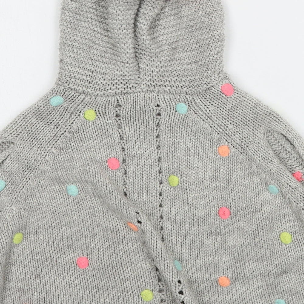 NEXT Girls Grey Polka Dot Acrylic Pullover Hoodie Size M