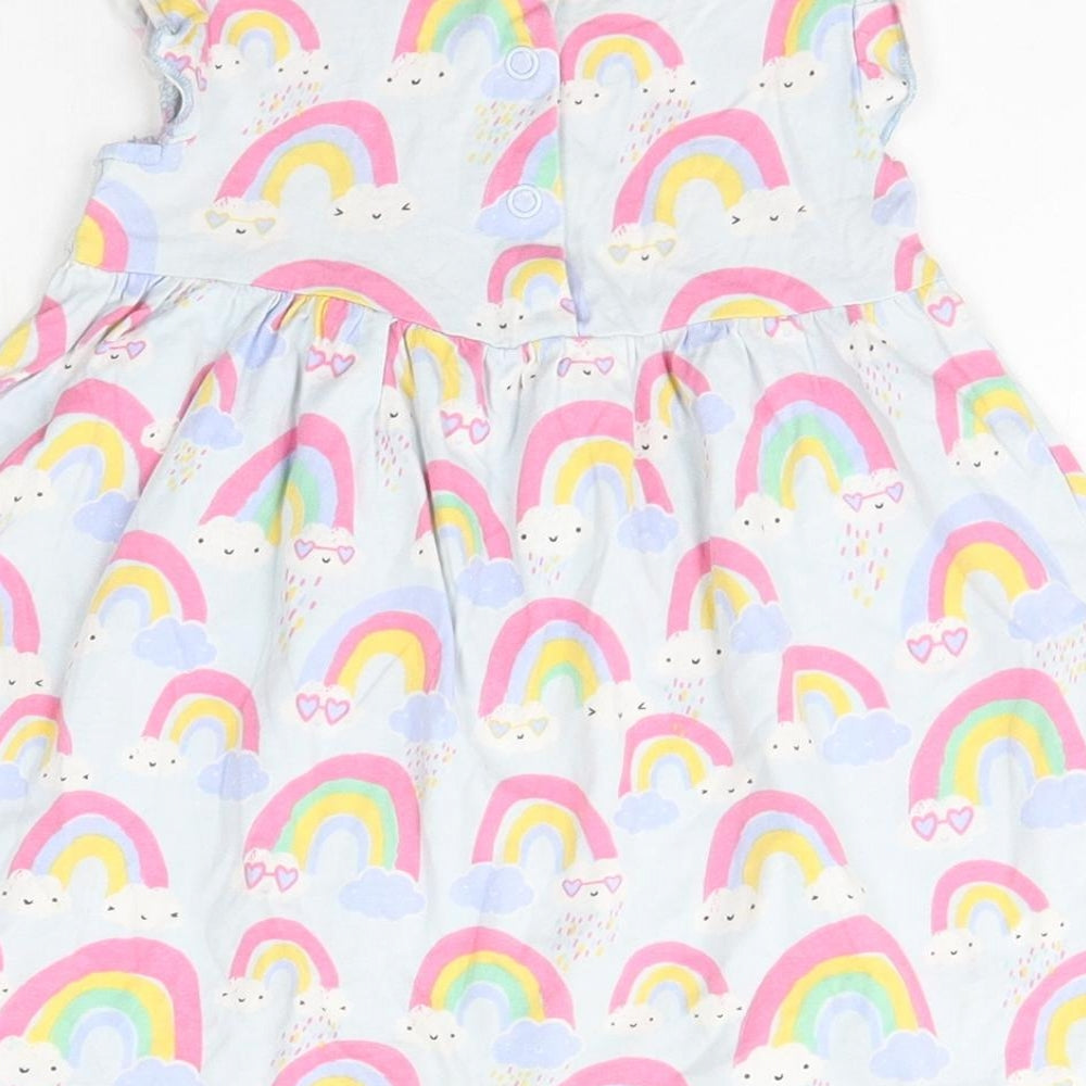 Blue Zoo Girls Blue Geometric Cotton A-Line Size 12-18 Months Scoop Neck Snap