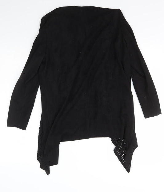 Klass Womens Black Scoop Neck Geometric Polyester Wrap Jumper Size S