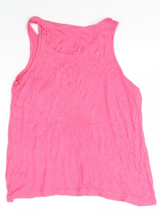 George Womens Pink Viscose Basic T-Shirt Size 14 Scoop Neck