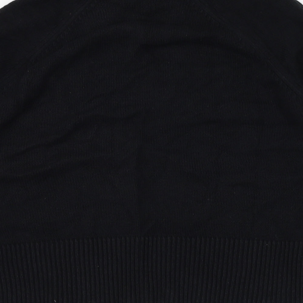 BHS Womens Black Square Neck Cotton Cardigan Jumper Size 12