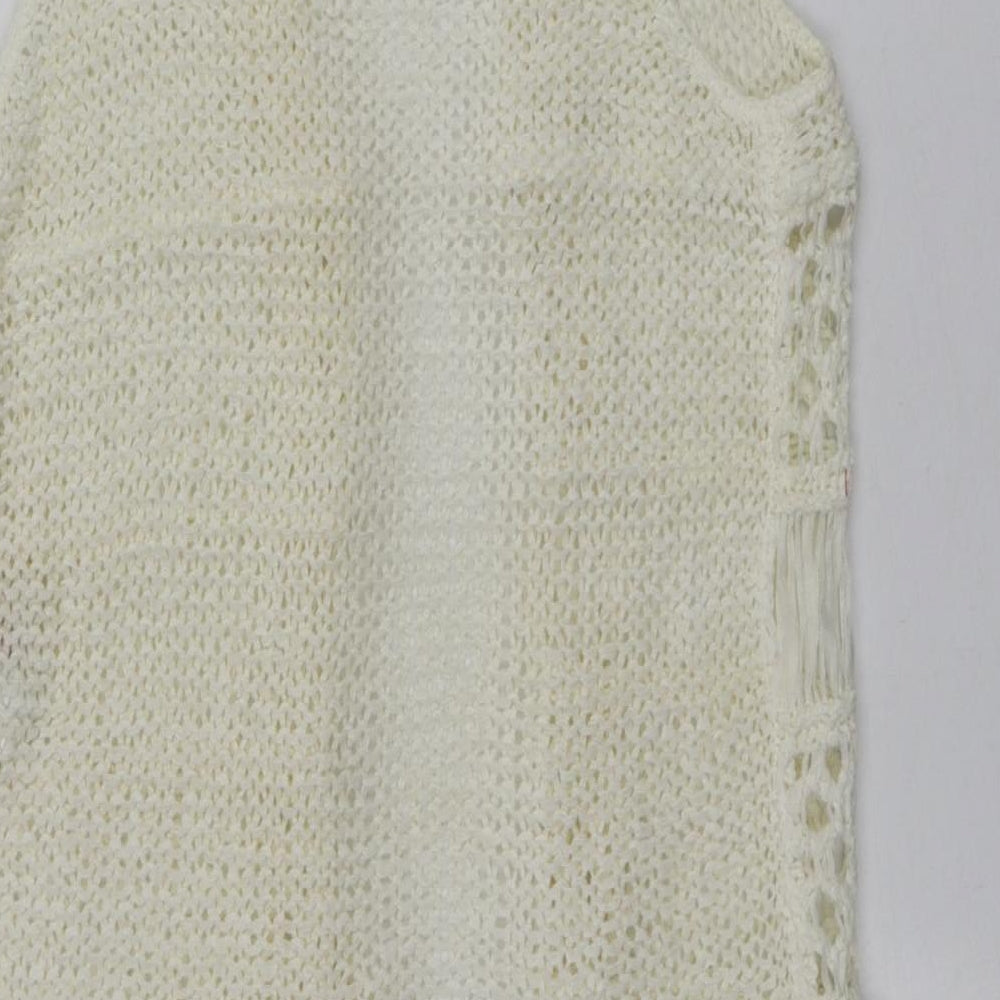 Primark Womens Ivory V-Neck Acrylic Vest Jumper Size M