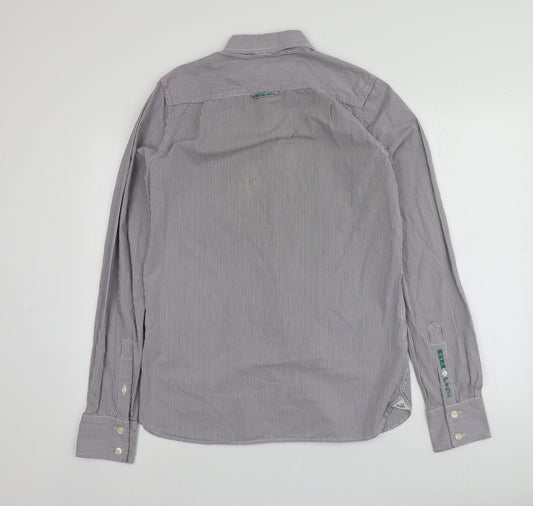 S&D Mens Purple Striped Cotton Button-Up Size M Collared