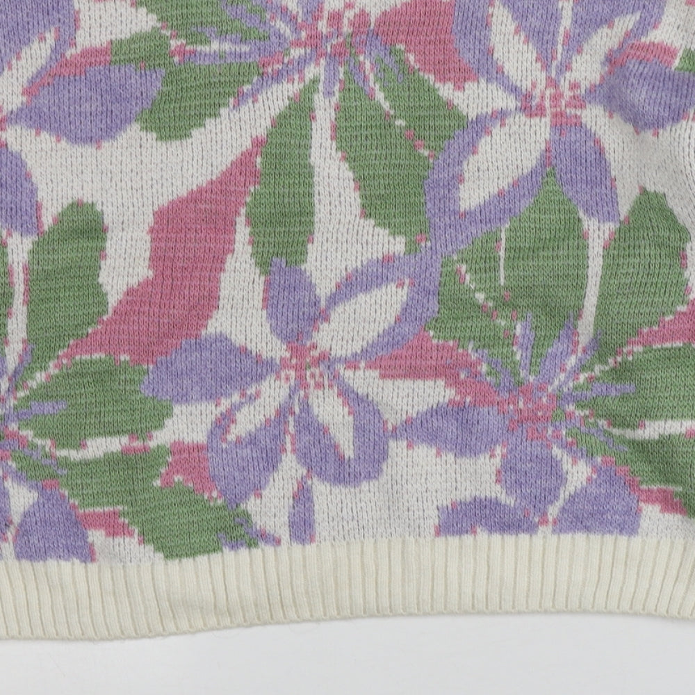 Primark Womens Multicoloured Round Neck Floral Acrylic Pullover Jumper Size XS