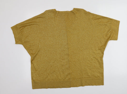 F&F Womens Gold V-Neck Viscose Pullover Jumper Size 14