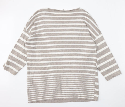 Gerry Weber Womens Beige Round Neck Striped Viscose Pullover Jumper Size L