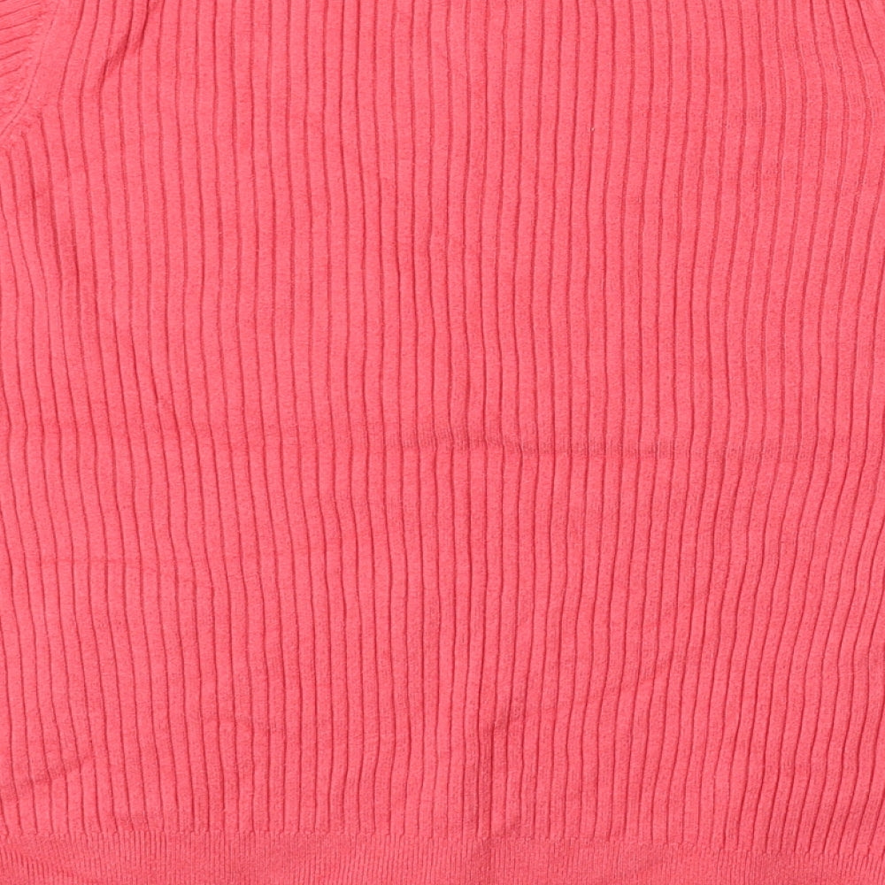Marks and Spencer Womens Pink Round Neck Viscose Pullover Jumper Size 14