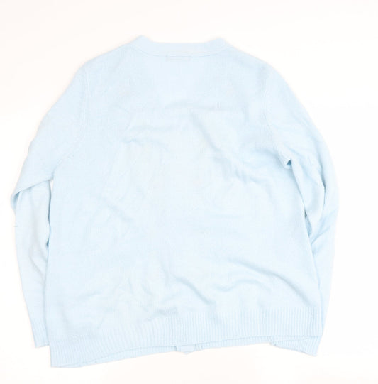 BM Womens Blue V-Neck Acrylic Pullover Jumper Size M