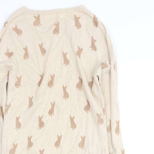 inspire collection Womens Beige Round Neck Viscose Pullover Jumper Size S