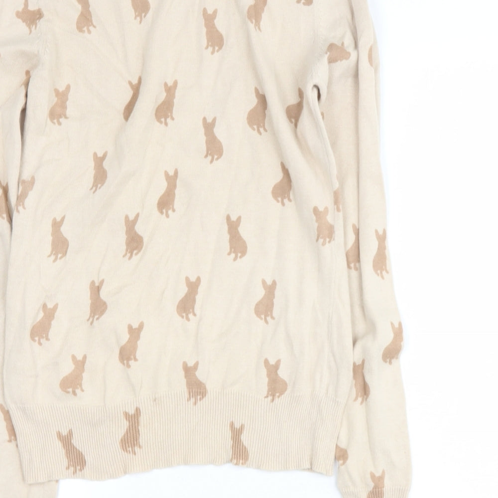 inspire collection Womens Beige Round Neck Viscose Pullover Jumper Size S