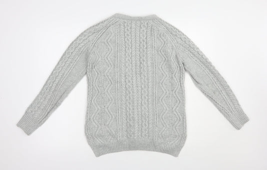 Topshop Womens Grey V-Neck Acrylic Cardigan Jumper Size 6