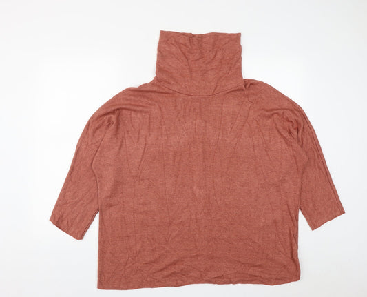 Made in Italy Womens Brown Viscose Basic T-Shirt Size L High Neck