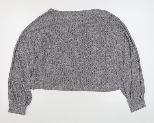 SheIn Womens Grey Boat Neck  Polyester Pullover Jumper Size XL