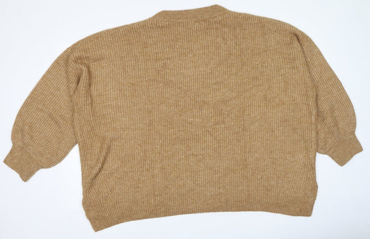 Primark Womens Brown Round Neck Acrylic Pullover Jumper Size 2XL