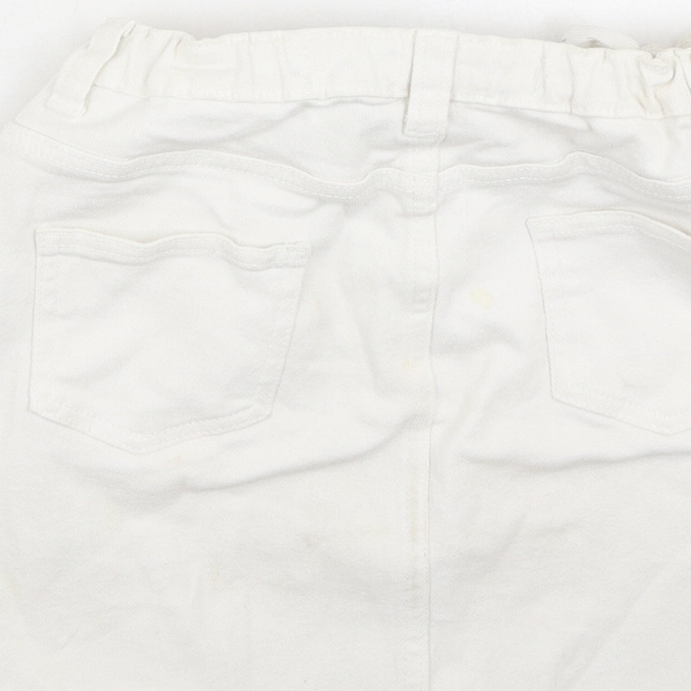 Denim & Co. Girls Ivory Cotton Mini Skirt Size 11-12 Years Regular