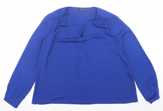 Womens UK Size S Mango Blue Basic Blouse