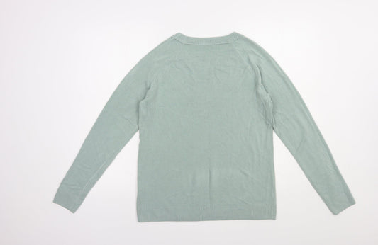 TU Womens Green Scoop Neck Acrylic Pullover Jumper Size 14