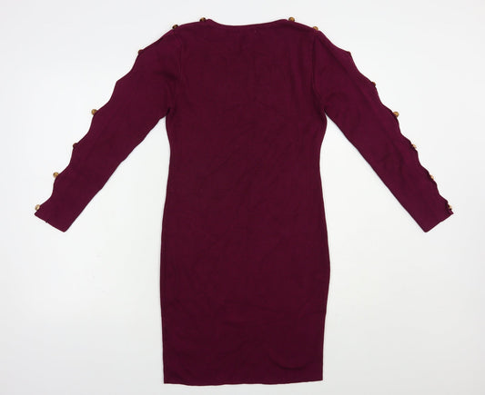 Preworn Womens Purple Cotton Bodycon Size M Crew Neck Pullover