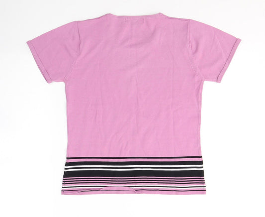 Klass Womens Pink Polyester Basic T-Shirt Size S Round Neck