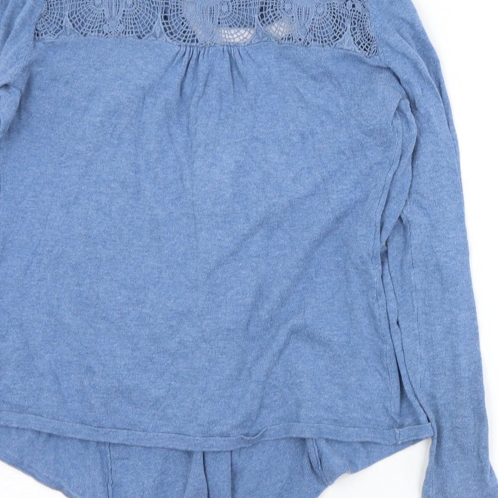 F&F Womens Blue Collared Cotton Cardigan Jumper Size 12