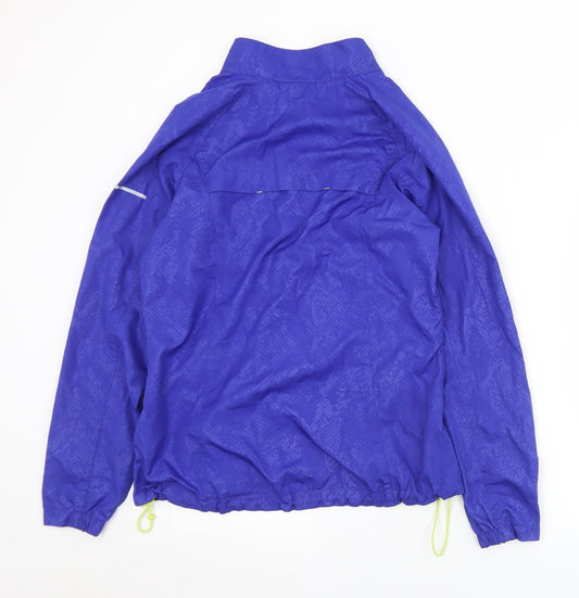 TU Womens Blue Geometric  Windbreaker Jacket Size 10  Zip