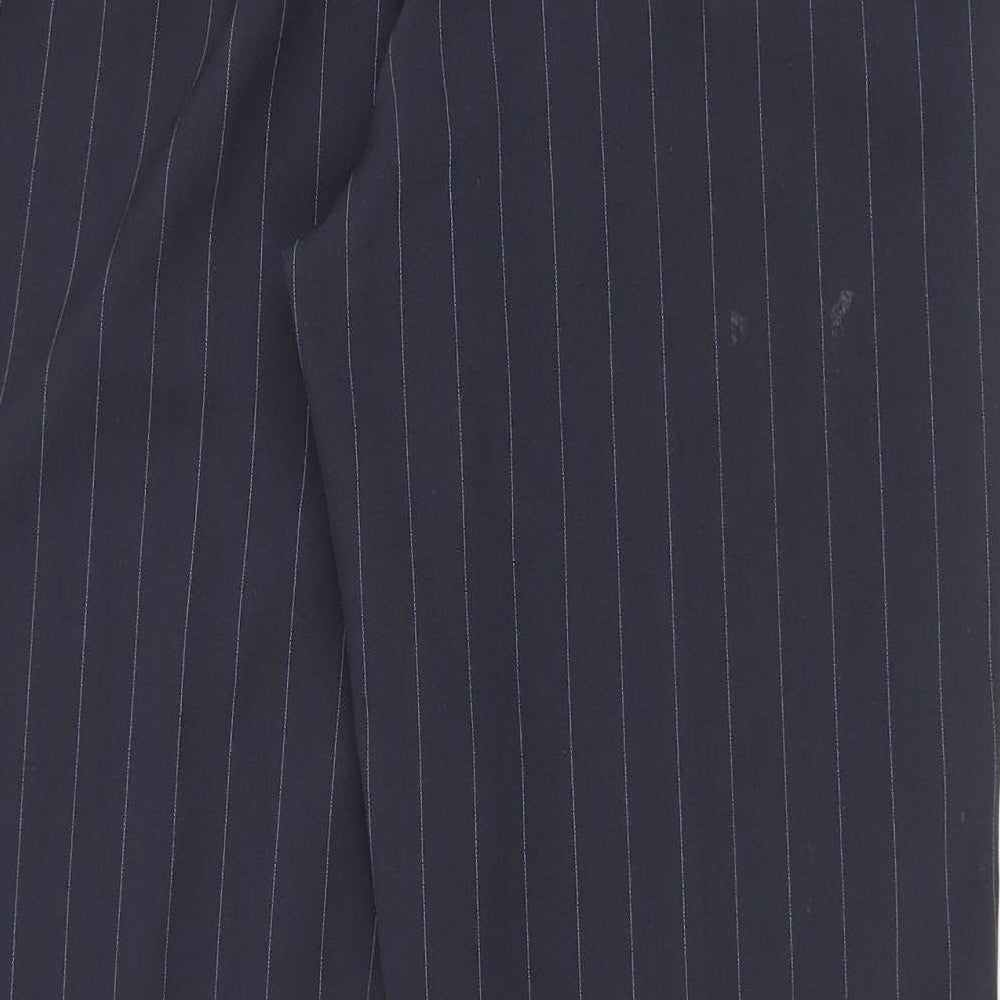 Bonmarché Womens Blue Striped Polyester Dress Pants Trousers Size 10 L29 in Regular