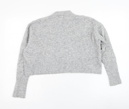 BDG Womens Grey Round Neck Acrylic Pullover Jumper Size S - Cropped