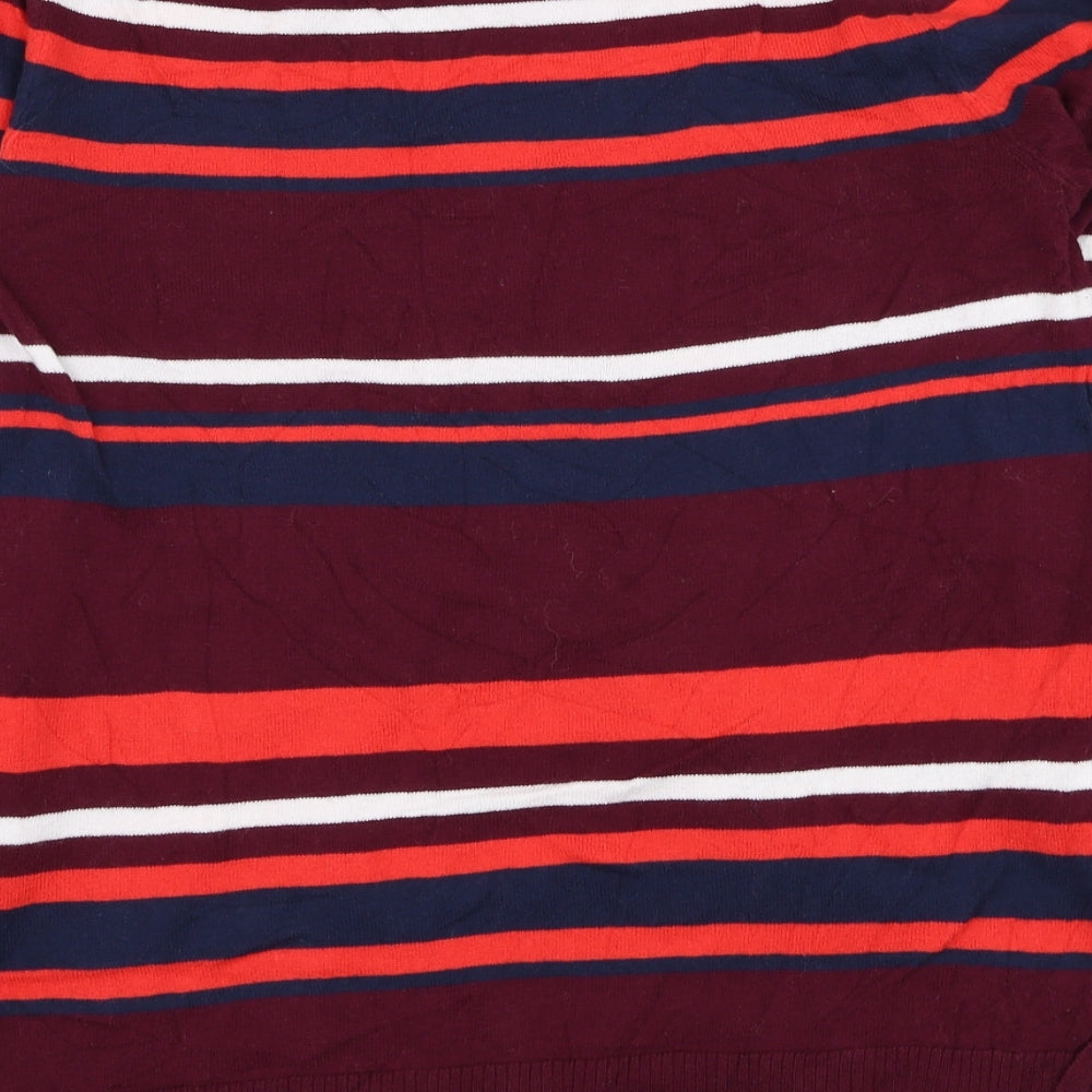 Gap Womens Purple Round Neck Striped Cotton Pullover Jumper Size XS