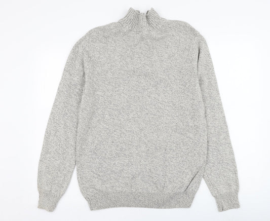 Cedar Wood State Mens Grey Mock Neck Cotton Henley Jumper Size M