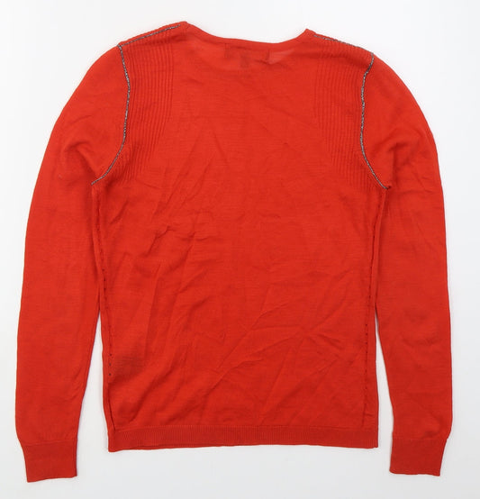 Marks and Spencer Womens Red Crew Neck Acrylic Pullover Jumper Size 10