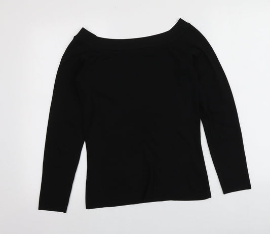 NEXT Womens Black Square Neck Nylon Pullover Jumper Size 12
