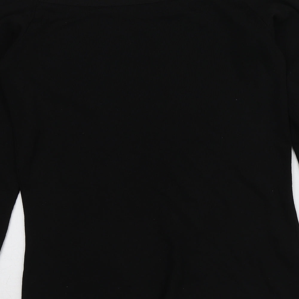 NEXT Womens Black Square Neck Nylon Pullover Jumper Size 12
