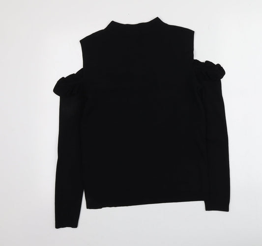 Coast Womens Black High Neck Viscose Pullover Jumper Size L