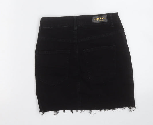 Only Womens Black  Cotton A-Line Skirt Size XS