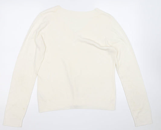 BHS Womens Yellow V-Neck Acrylic Pullover Jumper Size 14