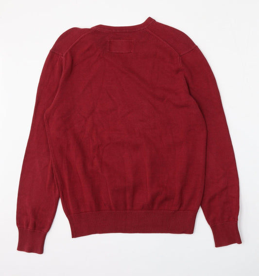 Mexx Mens Red V-Neck Cotton Pullover Jumper Size S