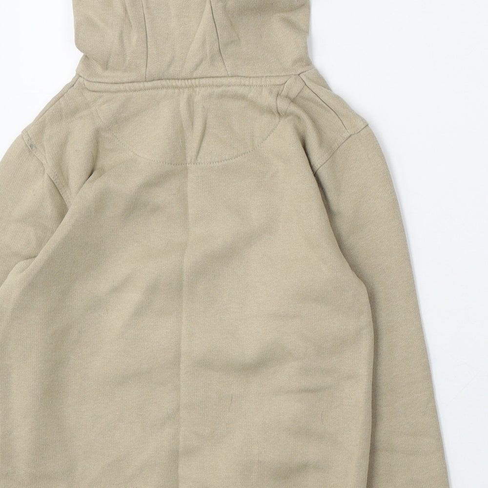 Matalan Boys Beige Cotton Pullover Hoodie Size 7 Years