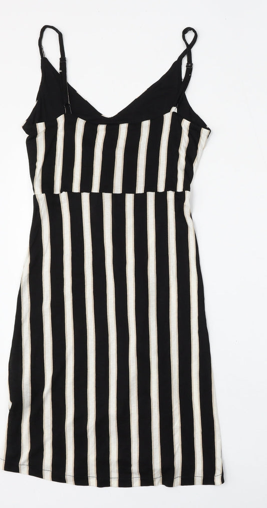 H&M Womens Multicoloured Striped Viscose Shift Size 6 Round Neck
