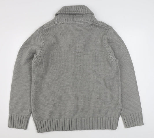 Marks and Spencer Mens Grey V-Neck Acrylic Pullover Jumper Size L