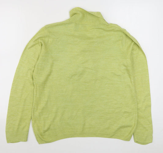 EWM Womens Yellow V-Neck Acrylic Pullover Jumper Size M