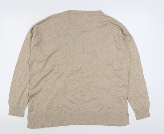 Gallery Womens Beige Round Neck Viscose Pullover Jumper Size M