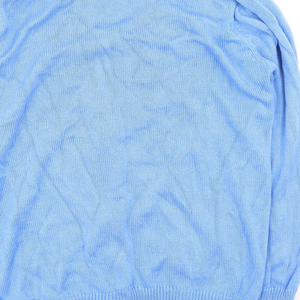 Damart Womens Blue Round Neck Acrylic Cardigan Jumper Size M