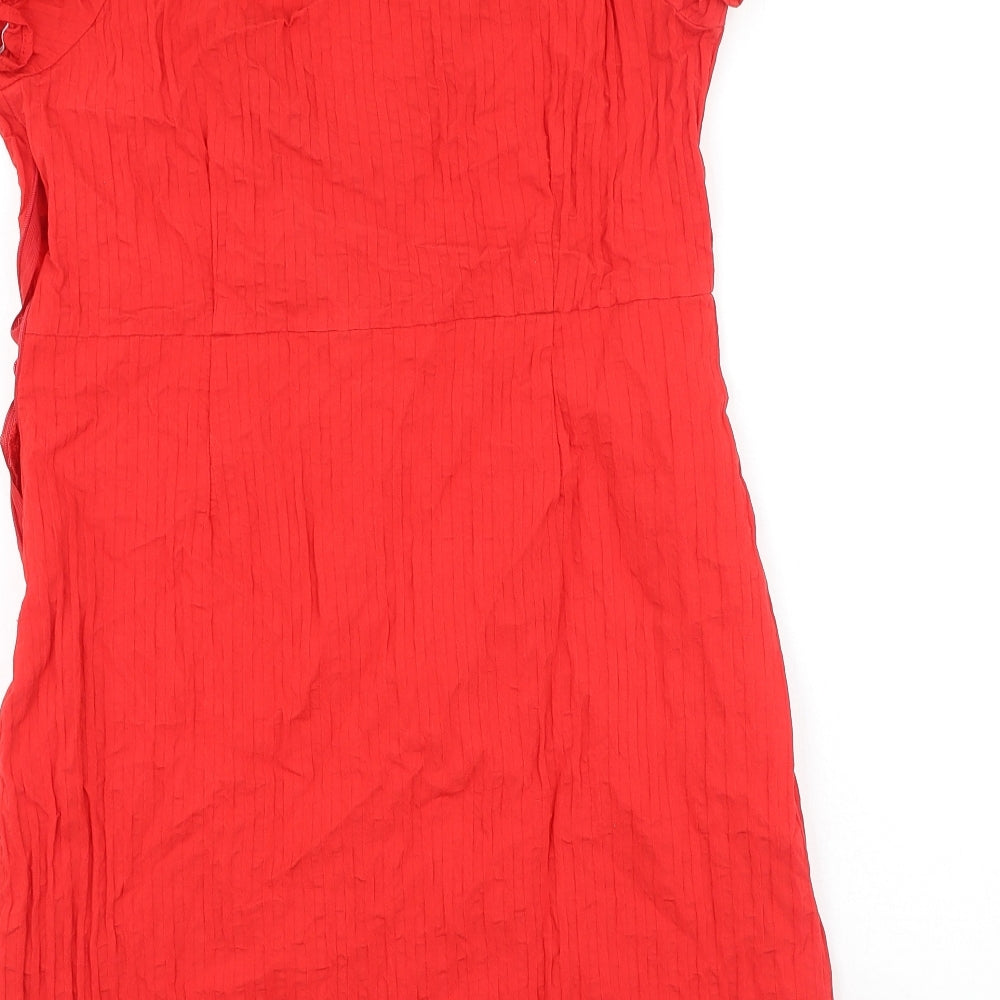 SheIn Womens Red Cotton Bodycon Size L V-Neck