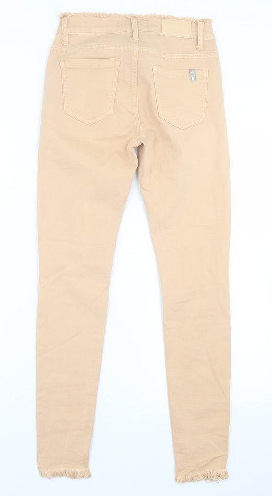 Womens UK Size XS LEXXURY Regular Fit Skinny Beige Jeans