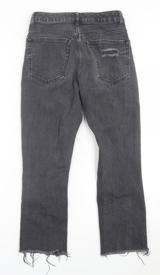 Topshop Womens Black Cotton Straight Jeans Size 28 in L30 in Regular Button