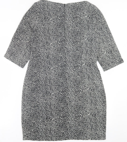 F&F Womens Black Geometric Polyester A-Line Size 12 Crew Neck Zip